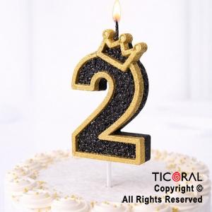 VELA NUMERO CORPOREO CON GIBRE ORO N.2 x 1